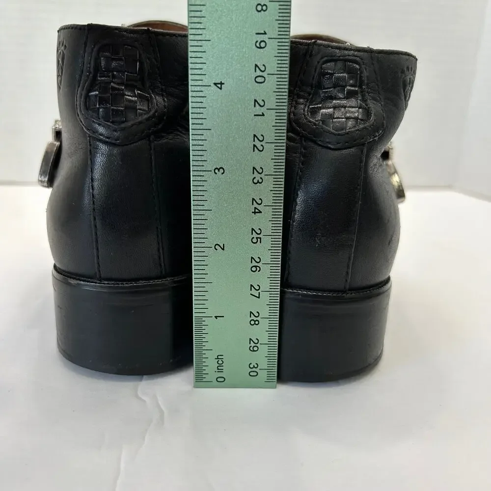 Ariat Western Style Black Leather‎ Buckled Ankle Booties Women's Size 7.5B